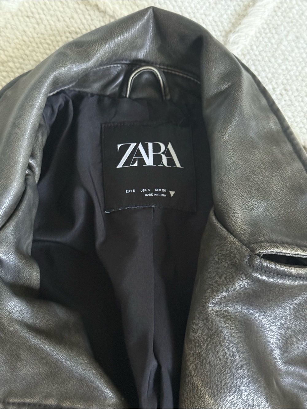Zara Dark Brown Cropped Faux Leather Biker Jacket - Picture 3 of 4